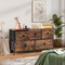 Large Rustic Brown Dresser with 5 Removable Fabric Drawers and Metal Handles for Home Storage